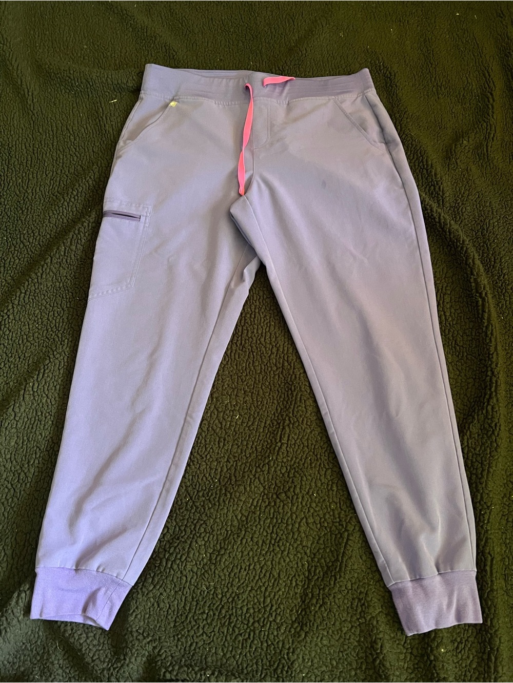Figs Lavender Jogger Scrub Pants with Pink Drawstring